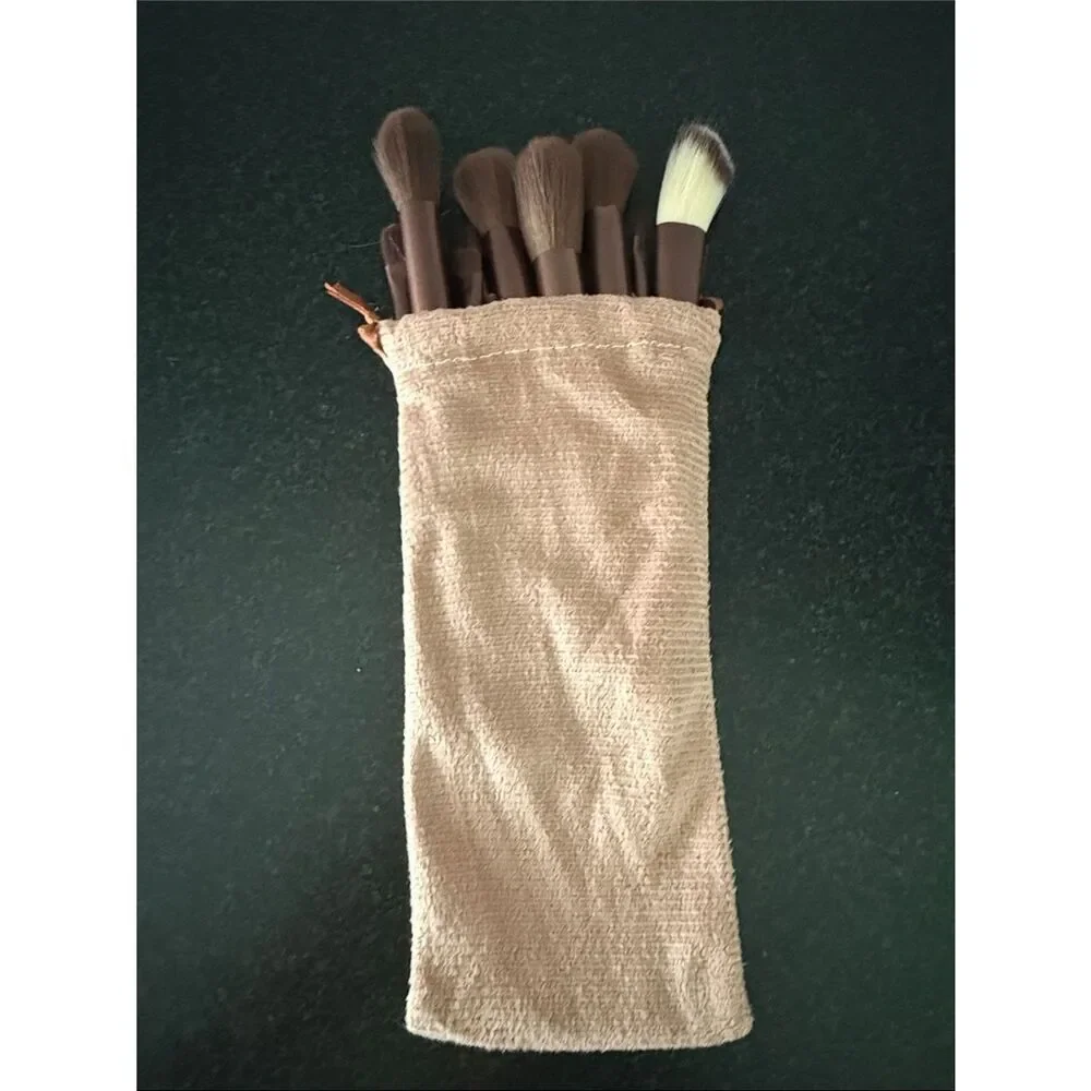 13 Piece Makeup Brush Set with Drawstring Travel Pouch